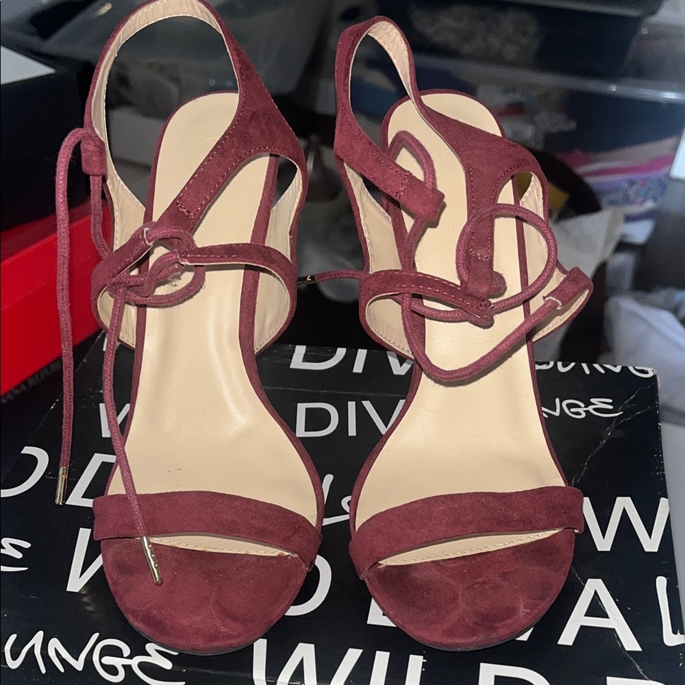 Diva Maroon Strappy Heels with Laces